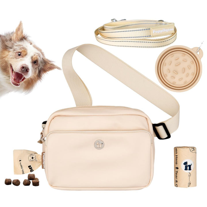 3-in-1 Bag plus Bowl and Leash - Vanilla Cream